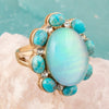 Aurora Blue Opal Golden Statement Ring - Barse Jewelry