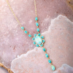 Aurora Blue Opal Golden Y Necklace - Barse Jewelry