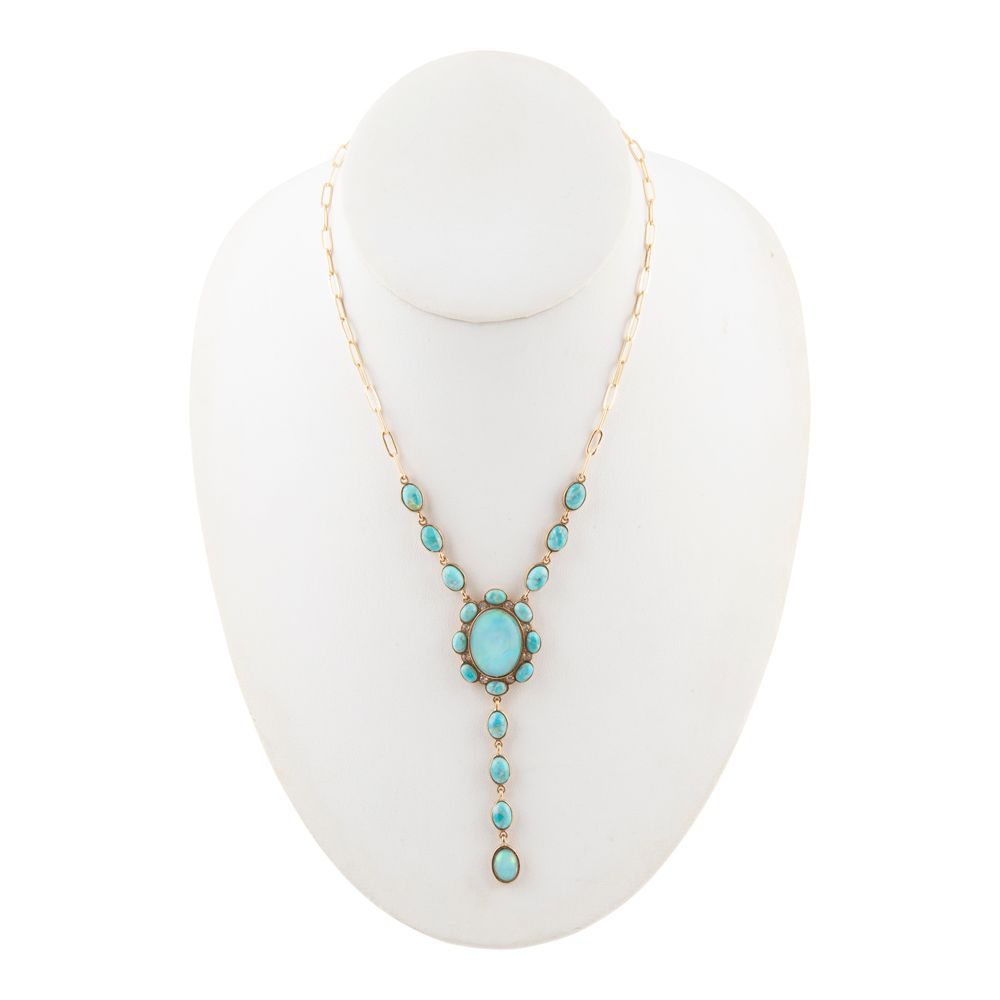 Aurora Blue Opal Golden Y Necklace - Barse Jewelry