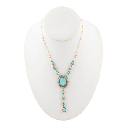 Aurora Blue Opal Golden Y Necklace - Barse Jewelry