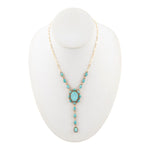 Aurora Blue Opal Golden Y Necklace - Barse Jewelry