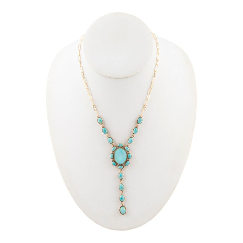 Aurora Blue Opal Golden Y Necklace - Barse Jewelry
