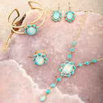 Aurora Blue Opal Golden Y Necklace - Barse Jewelry