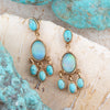 Aurora Blue Opal Post Chandelier Golden Earrings - Barse Jewelry
