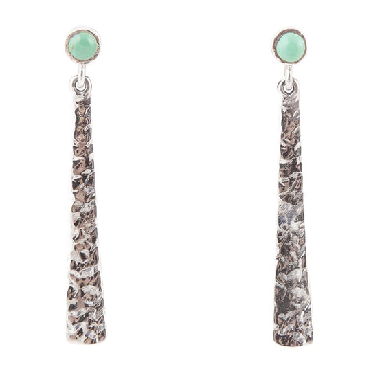 Aztec Blue Turquoise and Sterling Silver Linear Drop Earrings