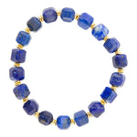 Azul Blue Cubed Lapis Golden Stretch Bracelet - Barse Jewelry
