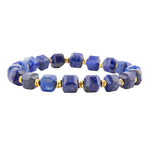 Azul Blue Cubed Lapis Golden Stretch Bracelet - Barse Jewelry