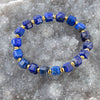 Azul Blue Cubed Lapis Golden Stretch Bracelet - Barse Jewelry