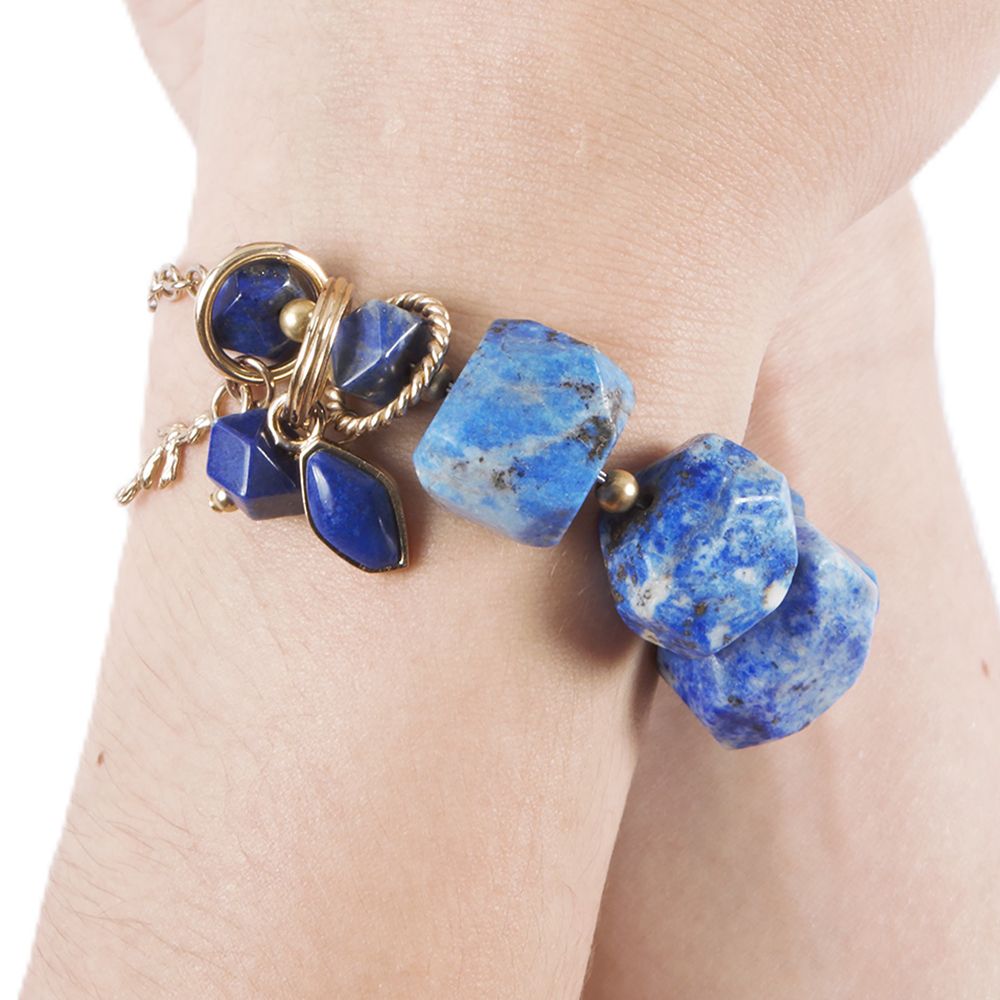Azul Blue Lapis Chunky Link Bracelet - Barse Jewelry