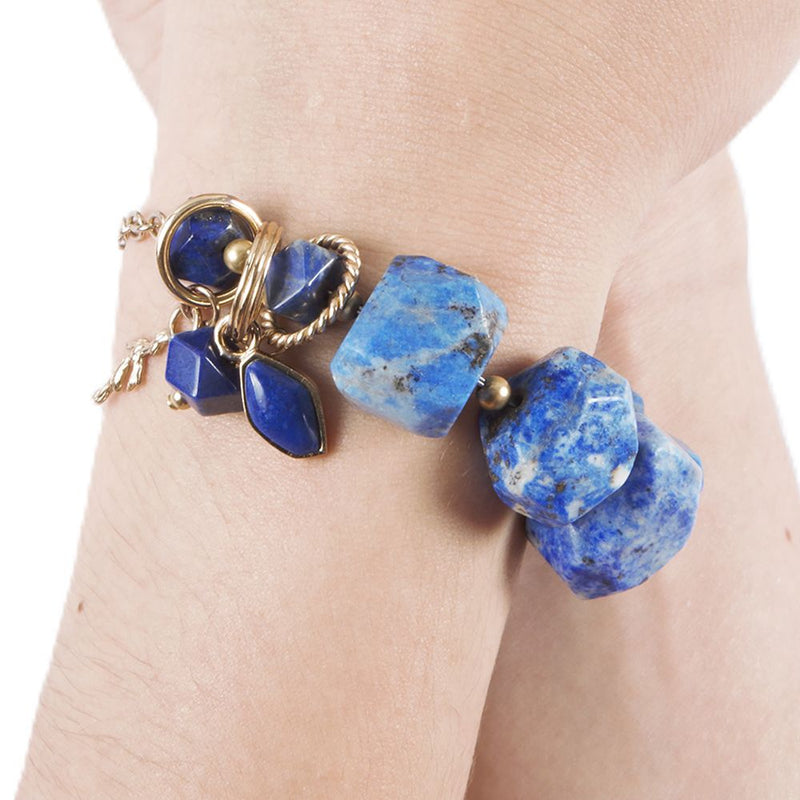 Azul Blue Lapis Chunky Link Bracelet - Barse Jewelry