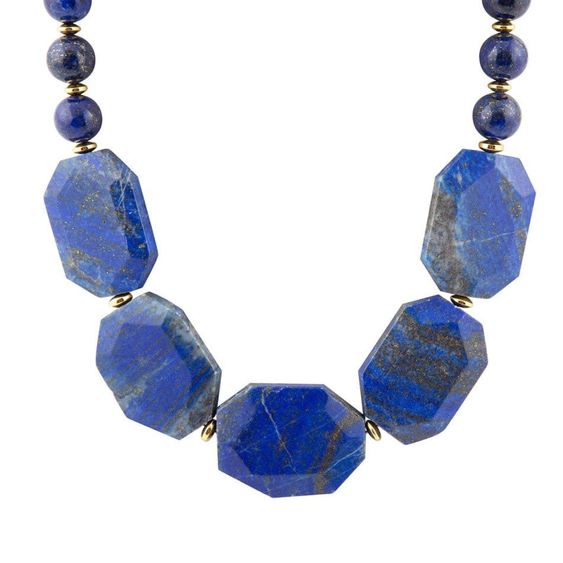 Azul Blue Lapis Golden Statement Necklace - Barse Jewelry