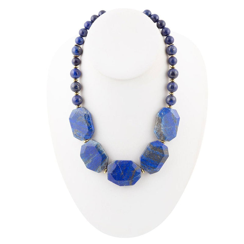 Azul Blue Lapis Golden Statement Necklace - Barse Jewelry