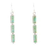 Baguette Blue Turquoise and Sterling Silver Linear Drop Earrings - Barse Jewelry