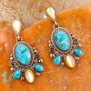 Barcelona Blue Turquoise and Caramel Mother of Pearl Post Earrings - Barse Jewelry
