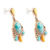 Barcelona Blue Turquoise and Caramel Mother of Pearl Post Earrings - Barse Jewelry