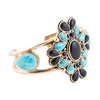 Barcelona Blue Turquoise Onyx Golden Cuff Bracelet - Barse Jewelry