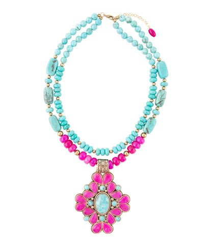 Barcelona Pink Agate Cross Golden Pendant Necklace - Barse Jewelry