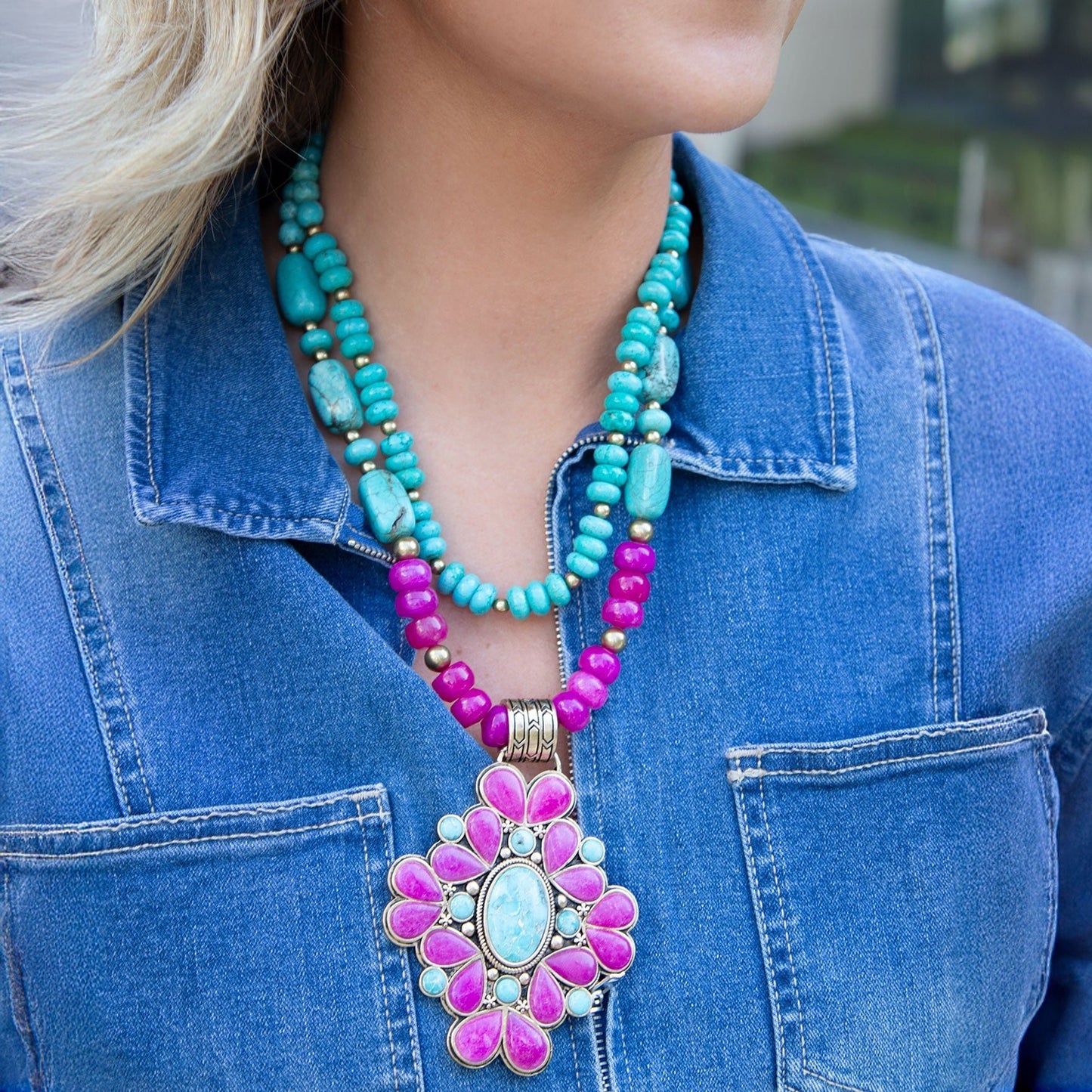 Barcelona Pink Agate Cross Golden Pendant Necklace - Barse Jewelry