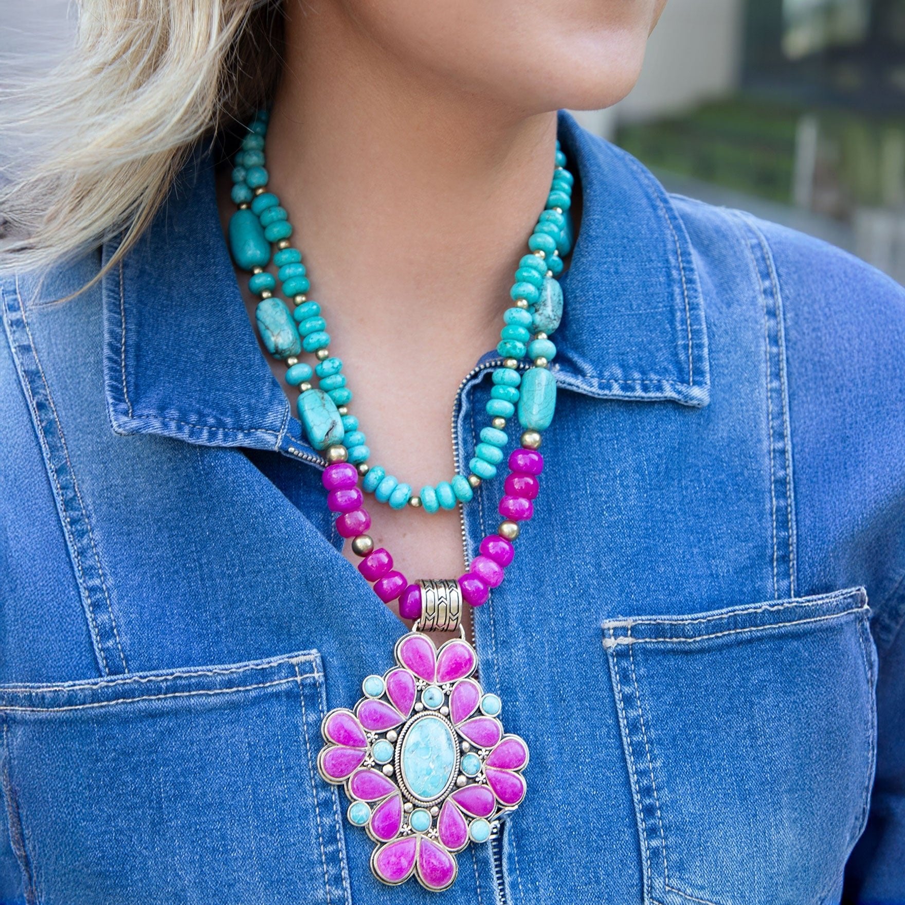 Barcelona Pink Agate Cross Golden Pendant Necklace - Barse Jewelry