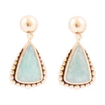 Begondor Blue Amazonite Golden Post Drop Earrings - Barse Jewelry