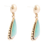 Begondor Blue Amazonite Golden Post Drop Earrings - Barse Jewelry