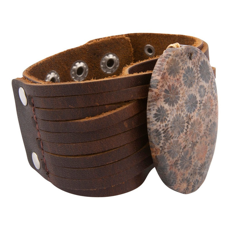 Black Jasper and Leather Statement Bracelet - Barse Jewelry