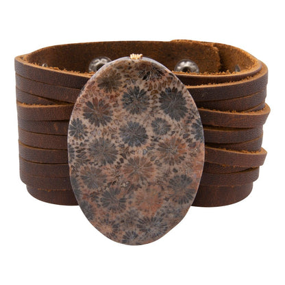 Black Jasper and Leather Statement Bracelet - Barse Jewelry