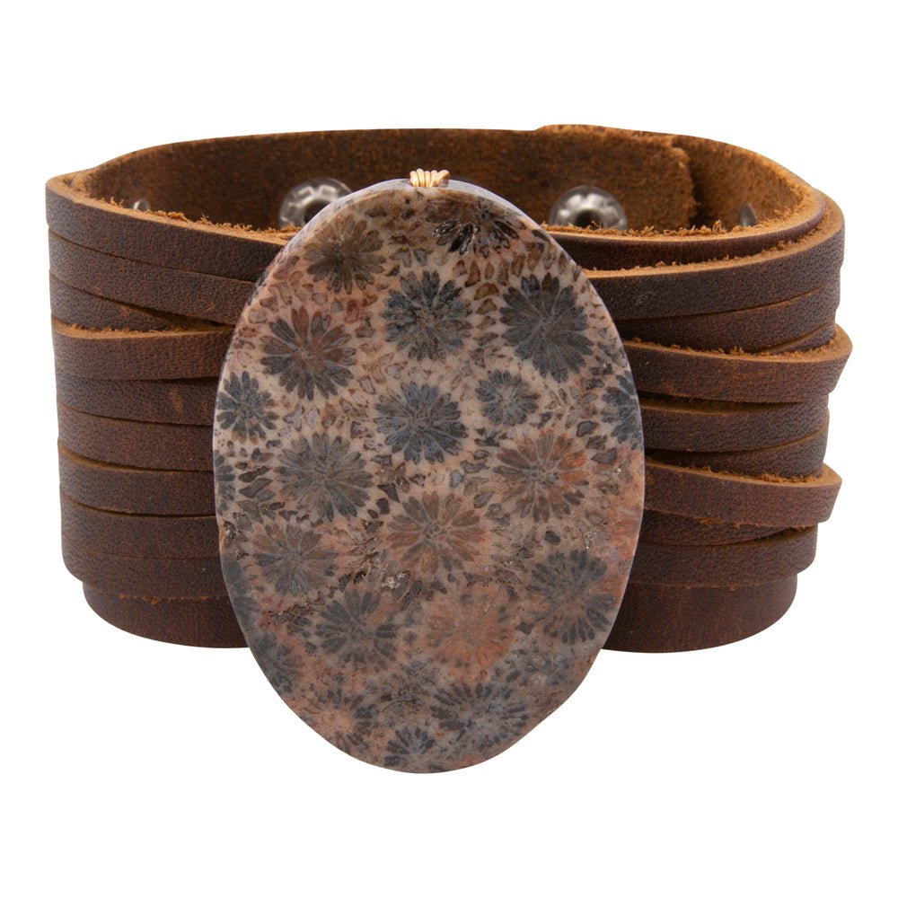 Black Jasper and Leather Statement Bracelet - Barse Jewelry