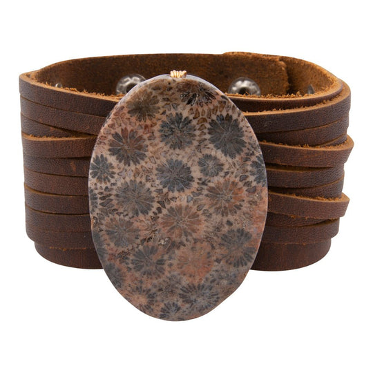 Black Jasper and Leather Statement Bracelet