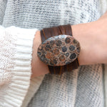 Black Jasper and Leather Statement Bracelet - Barse Jewelry