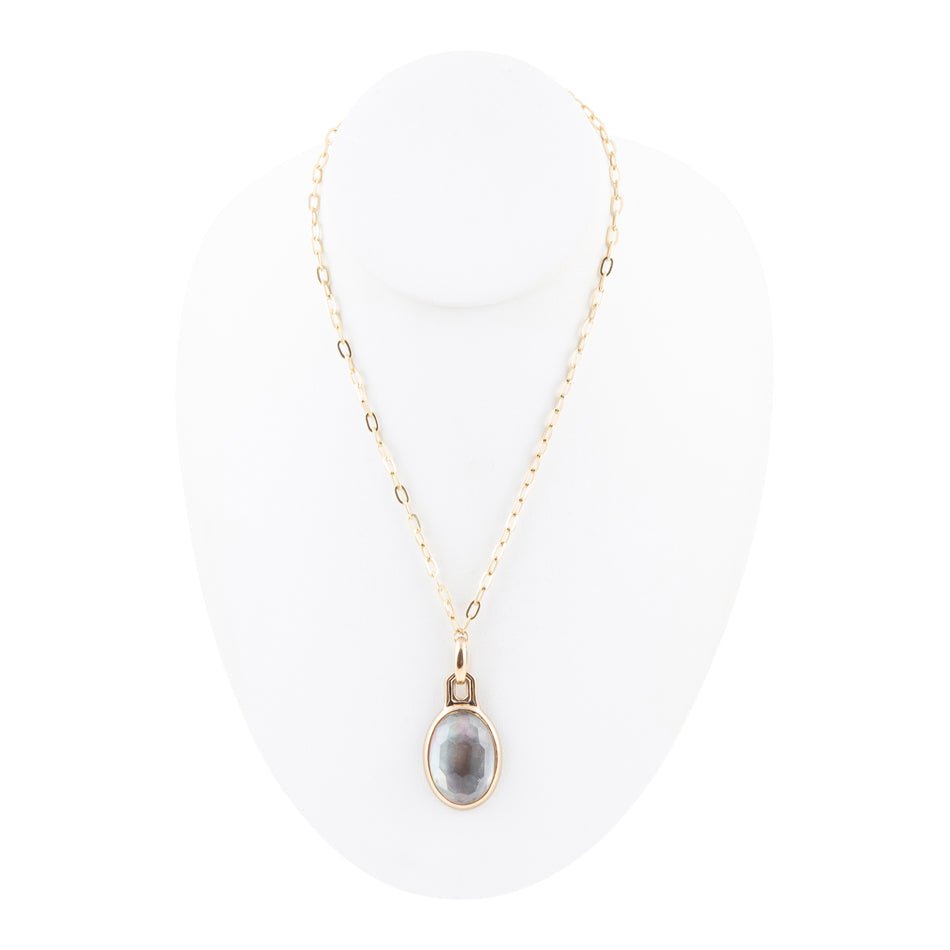 Black Mother of Pearl Golden Pendant Necklace - Barse Jewelry