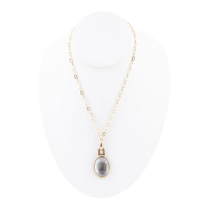 Black Mother of Pearl Golden Pendant Necklace - Barse Jewelry
