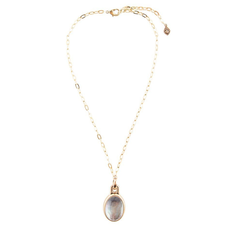 Black Mother of Pearl Golden Pendant Necklace - Barse Jewelry