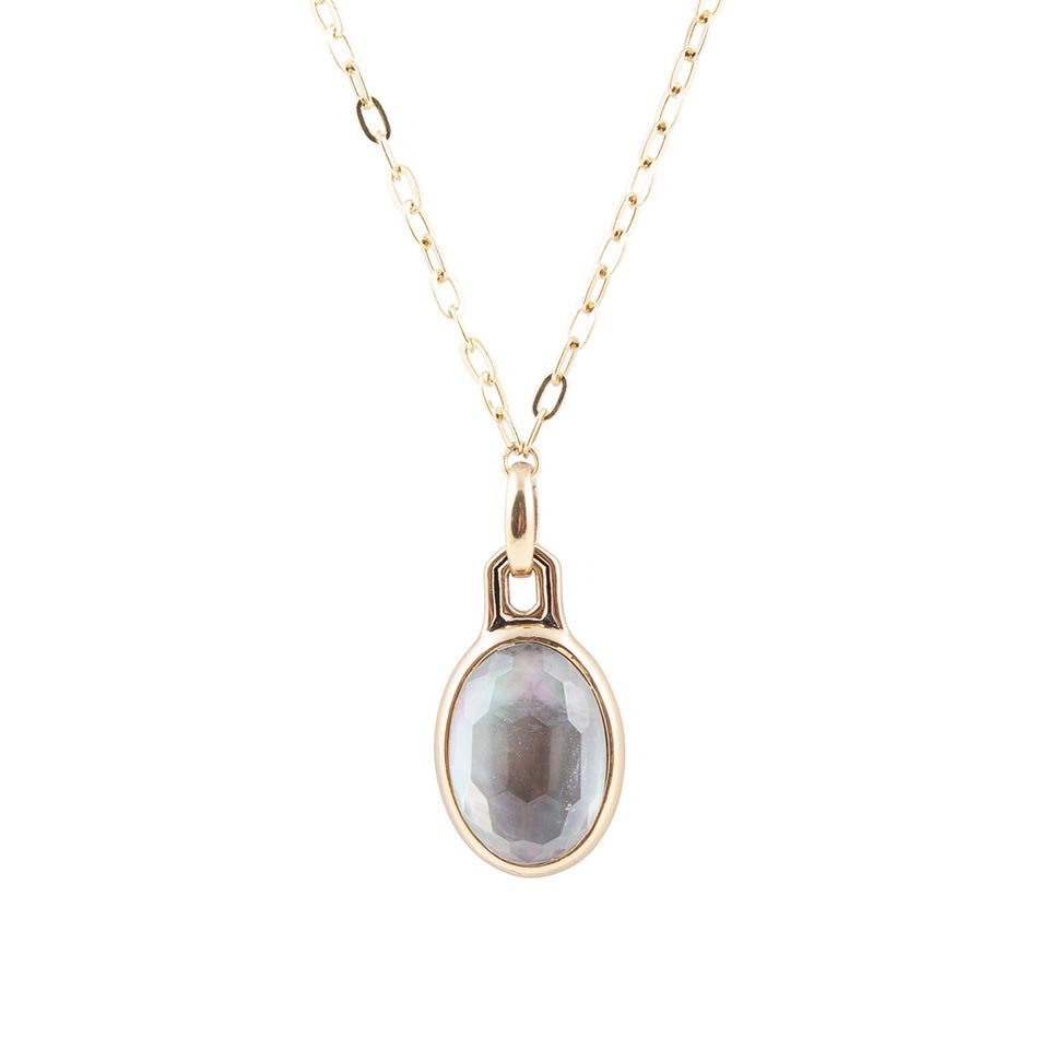 Black Mother of Pearl Golden Pendant Necklace - Barse Jewelry