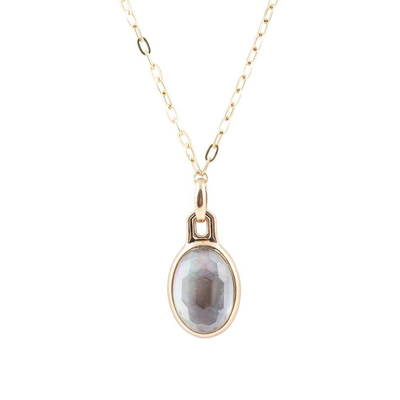 Black Mother of Pearl Golden Pendant Necklace - Barse Jewelry