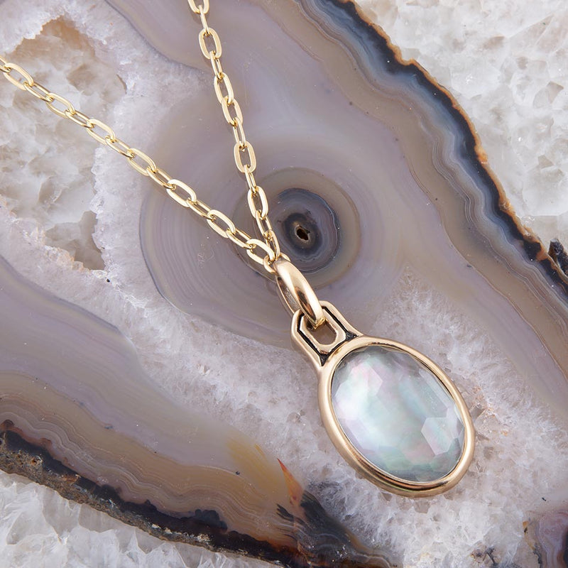 Black Mother of Pearl Golden Pendant Necklace - Barse Jewelry