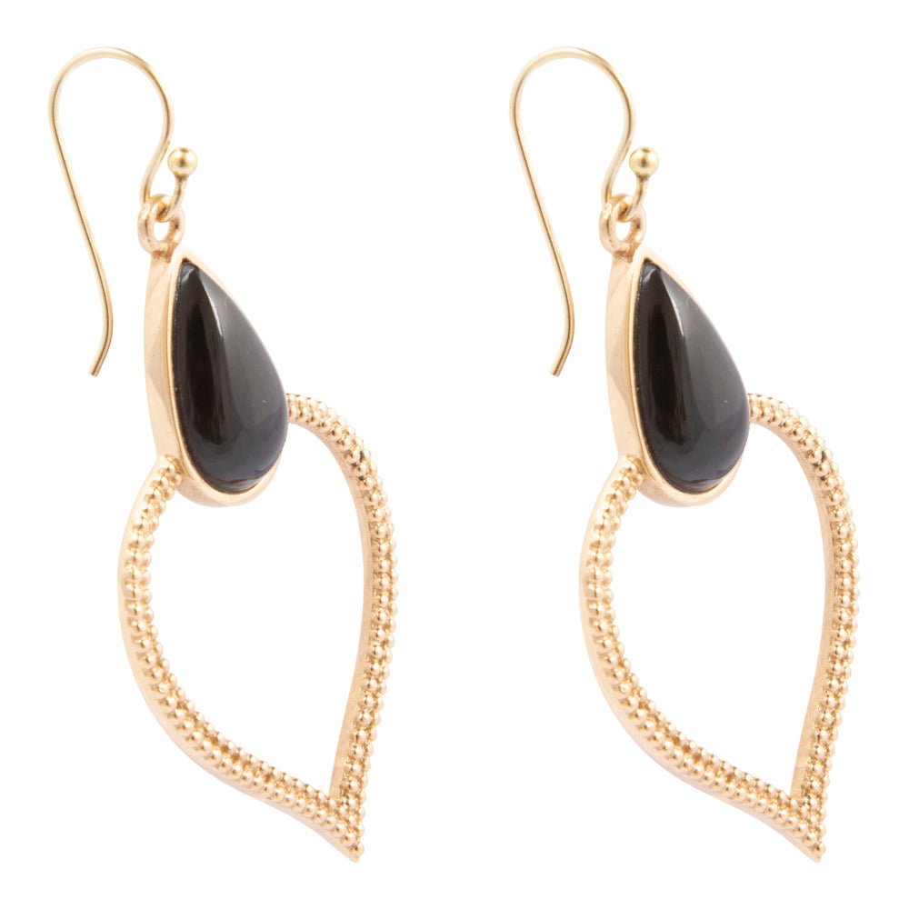 Black Onyx Bedouin Golden Drop Earrings - Barse Jewelry