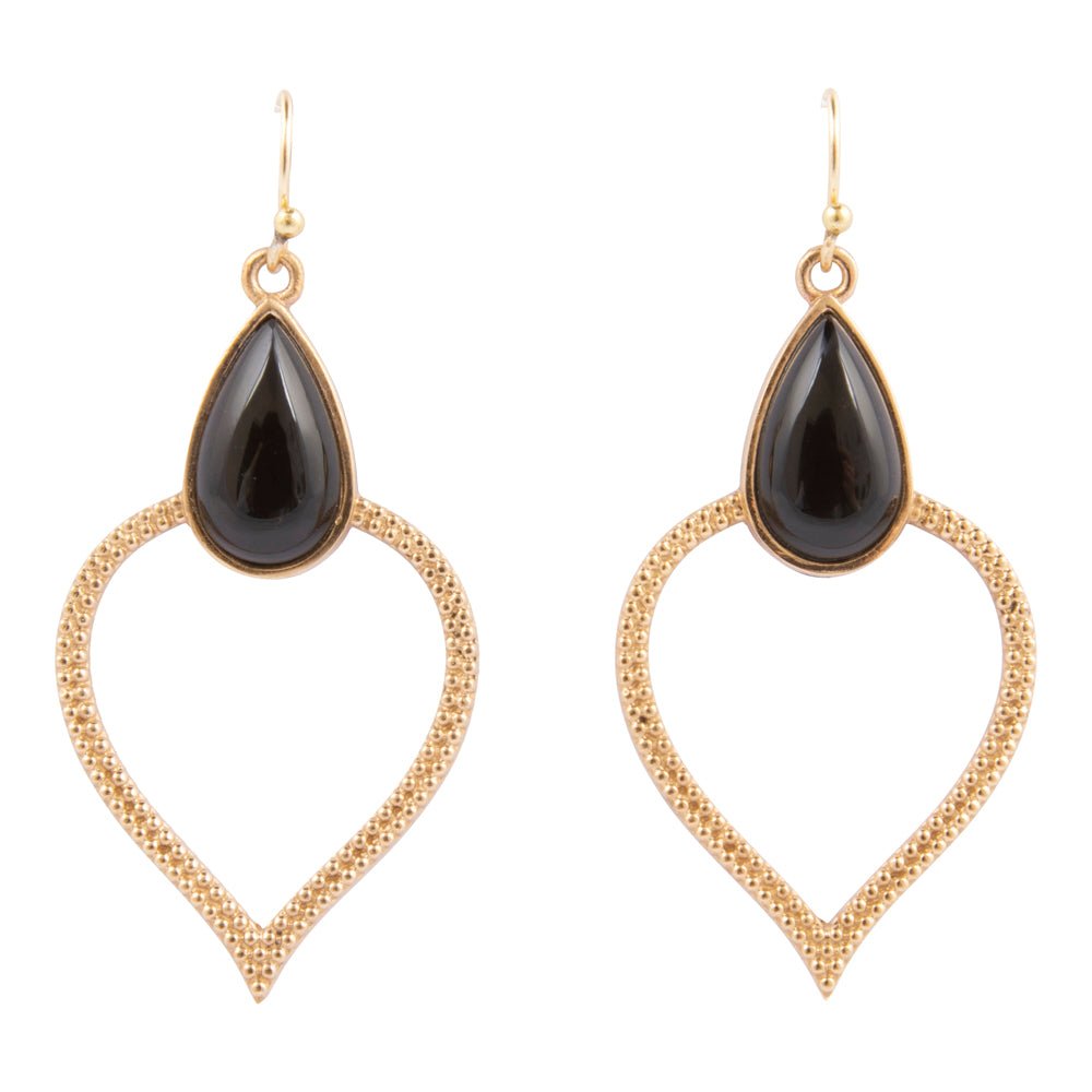 Black Onyx Bedouin Golden Drop Earrings - Barse Jewelry