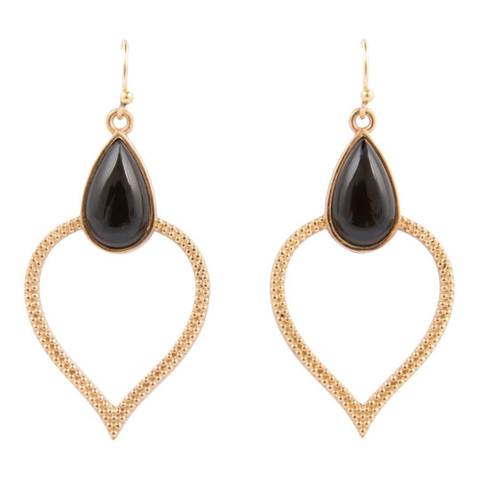 Black Onyx Bedouin Golden Drop Earrings