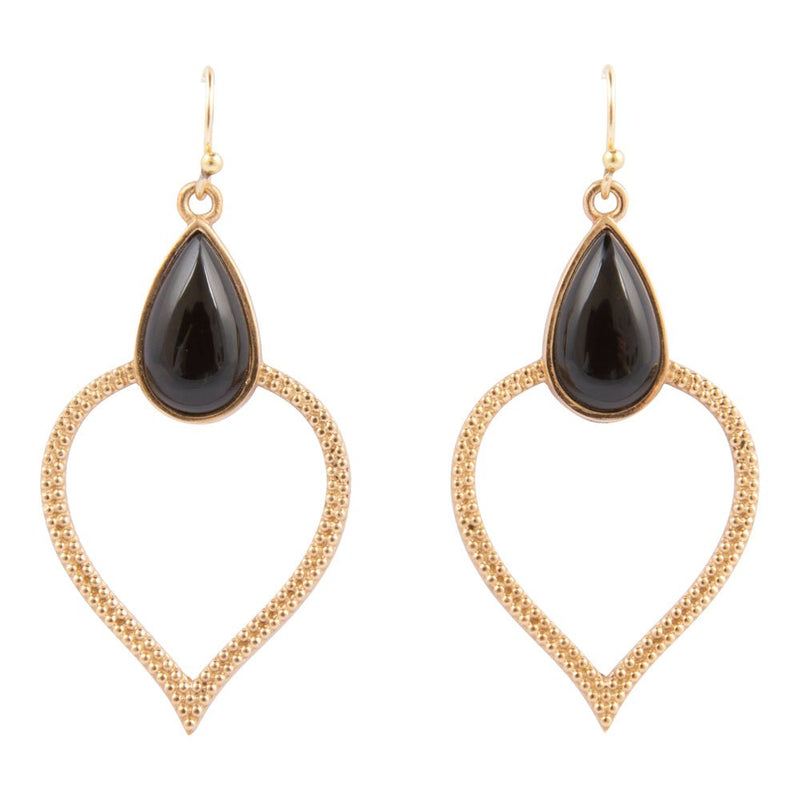 Black Onyx Bedouin Golden Drop Earrings - Barse Jewelry