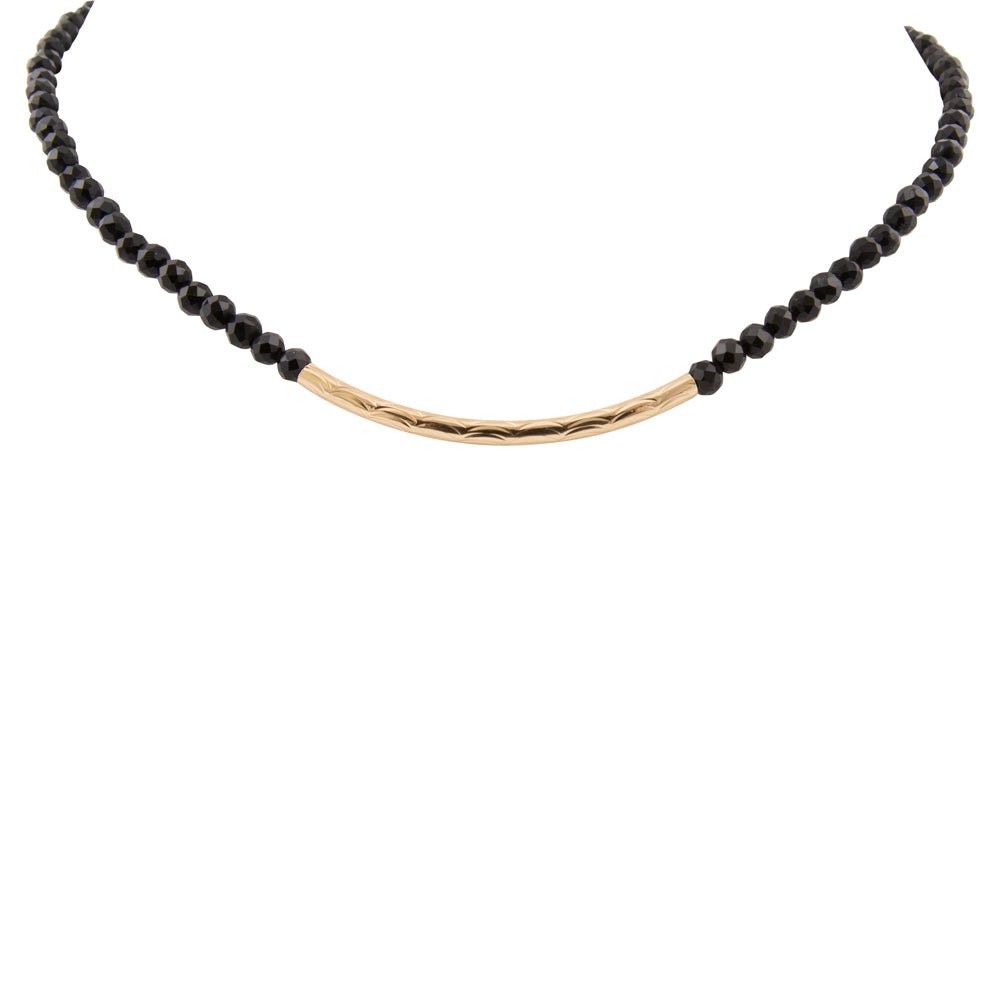 Black Onyx Golden Bar Necklace - Barse Jewelry