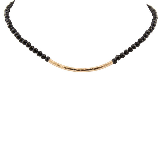 Black Onyx Golden Bar Necklace