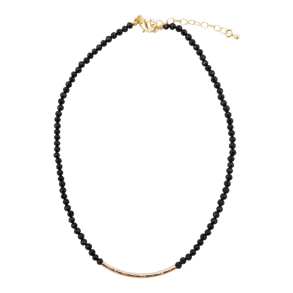 Black Onyx Golden Bar Necklace - Barse Jewelry