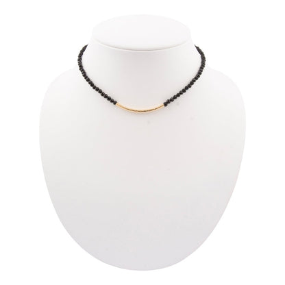 Black Onyx Golden Bar Necklace - Barse Jewelry
