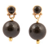 Black Onyx Golden Drop Post Earrings - Barse Jewelry