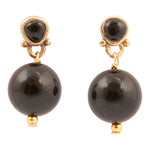 Black Onyx Golden Drop Post Earrings - Barse Jewelry