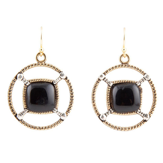 Black Onyx Mixed Metal Drop Earrings