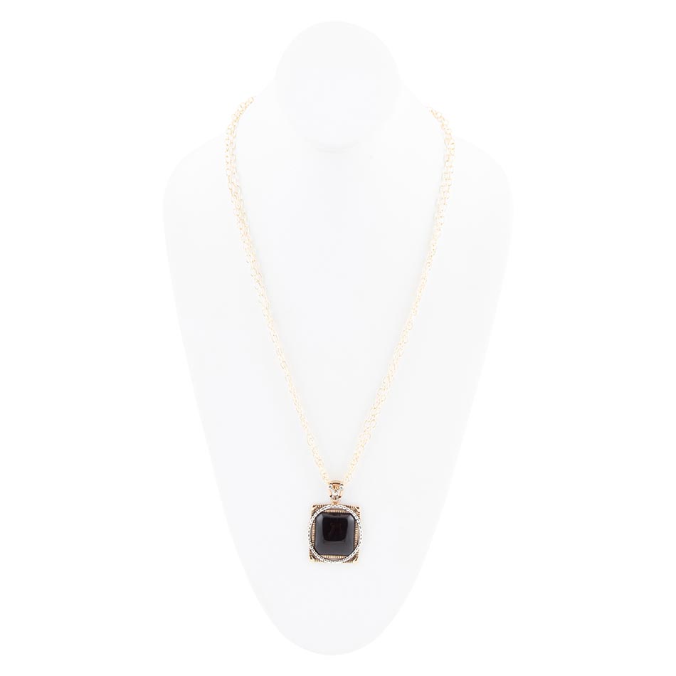 Black Onyx Mixed Metal Pendant Necklace - Barse Jewelry
