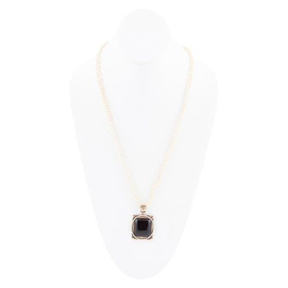 Black Onyx Mixed Metal Pendant Necklace - Barse Jewelry