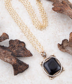 Black Onyx Mixed Metal Pendant Necklace - Barse Jewelry